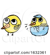 Poster, Art Print Of Cute Easter Chicks Childs Drawing