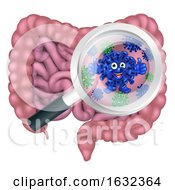 Bacteria Cartoon Character In Gut Or Intestines