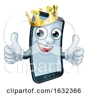Mobile Phone King Crown Thumbs Up Cartoon Mascot by AtStockIllustration