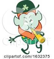 Poster, Art Print Of St Patricks Day Leprechaun Playing A Cornet