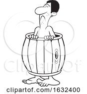 Cartoon Lineart Down And Out Black Man Wearing A Barrel
