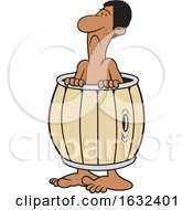 Cartoon Down And Out Black Man Wearing A Barrel