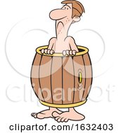 Poster, Art Print Of Cartoon Down And Out White Man Wearing A Barrel