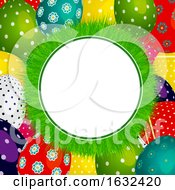 Easter Grass Circular Border On Decorated Eggs
