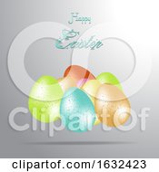 Easter 3D Eggs And Decorative Text Background