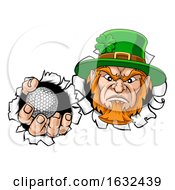 Poster, Art Print Of Leprechaun Golf Mascot Ripping Background