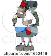 Poster, Art Print Of Cartoon Happy Black Male Hiker With Gear