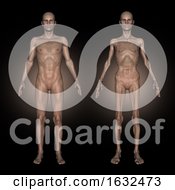 Poster, Art Print Of 3d Medical Image Showing Male At Healthy And Unhealthy Weight