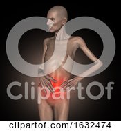 Poster, Art Print Of 3d Old Man Holding His Stomach In Pain
