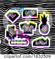 Glitch Effect Social Network Stickers In Hip Hop Style Contemporary Geometric Design Elements In Multiply Blend Mode
