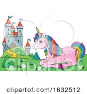 Poster, Art Print Of Fairy Tale Castle And Unicorn