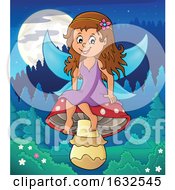 Poster, Art Print Of Fairy Sitting On A Mushroom