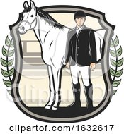 Equestrian And Horse In A Sheild by Vector Tradition SM
