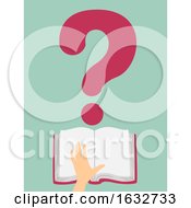 Poster, Art Print Of Question Mark Open Book Hand Illustration