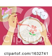 Hands Ribbon Embroidery Illustration