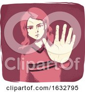 Poster, Art Print Of Girl Hand Stop Sign Illustration