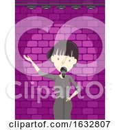 Poster, Art Print Of Girl Stand Up Comedian Stage Illustration