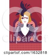 Poster, Art Print Of Girl Opera Glasses Watch Illustration