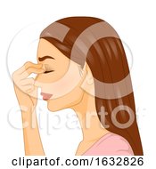 Girl Massaging Forehead Illustration