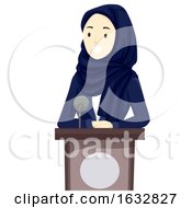Poster, Art Print Of Girl Hijab Business Speaker Qatar Illustration