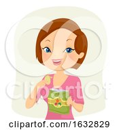 Girl Eat Vegan Chips Snacks Illustration