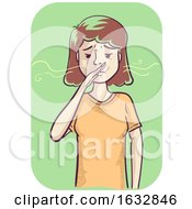 Girl Sensitive Smell Illustration