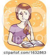 Poster, Art Print Of Girl Cant Concentrate Illustration