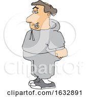 Poster, Art Print Of Cartoon Chubby Balding White Male Jogger In Sweats