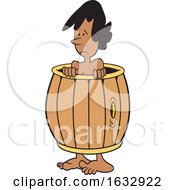 Cartoon Down And Out Black Woman Wearing A Barrel