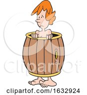 Cartoon Down And Out White Woman Wearing A Barrel by Johnny Sajem