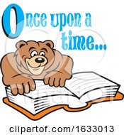 Poster, Art Print Of Cartoon Once Upon A Time Text Over A Bear Reading A Book
