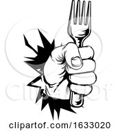 Hand Holding Fork Breaking Background by AtStockIllustration