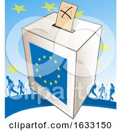 European Ballot Box And Silhouetted People Against Stars