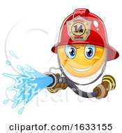 Yellow Emoticon Smiley Emoji Fire Fighter Using A Hose