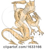 Poster, Art Print Of Hercules Fighting Dragon Drawing Color