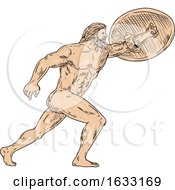 Hercules With Shield Going Forward Drawing