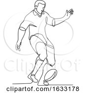 Poster, Art Print Of Rugby Player Kicking Ball Continuous Line