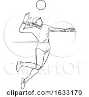 Volleyball Player Striking Ball Continuous Line