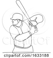 Baseball Player Batting Continuous Line