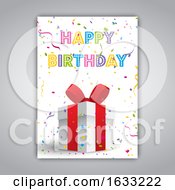 Birthday Card With Gift And Confetti by KJ Pargeter