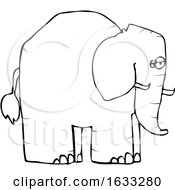 Poster, Art Print Of Cartoon Black And White Elephant In Profile
