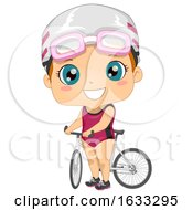 Poster, Art Print Of Kid Girl Triathlon Bicycle Illustration