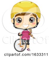 Kid Girl Unicycle Illustration