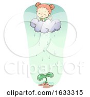 Poster, Art Print Of Kid Girl Fantasy Cloud Water Plant Illustration