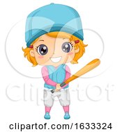 Poster, Art Print Of Kid Girl Baseball Batter Illustration