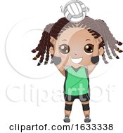 Kid Girl Black Volleyball Setter Illustration