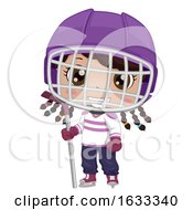 Kid Girl Black Ice Hockey Outfit Illustration