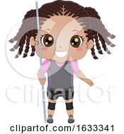 Kid Girl Black Javelin Throw Illustration