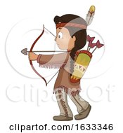 Poster, Art Print Of Kid Boy American Indian Bow Arrow Illustration