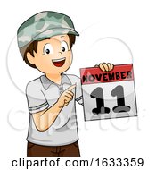 Kid Boy Calendar Date Veterans Day Illustration